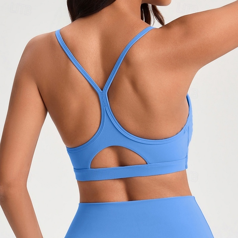 Mulheres Sutiã de ioga Sutiã Pilates Sutiã Esportivo Decote em U Roupa-Interior Flexão Sem costura Antivibração Costas Nadador Sem Fio Côr Sólida Esporte Roupas Esportivas Azul Preto Treino de de 2026 por $21.99 –P6