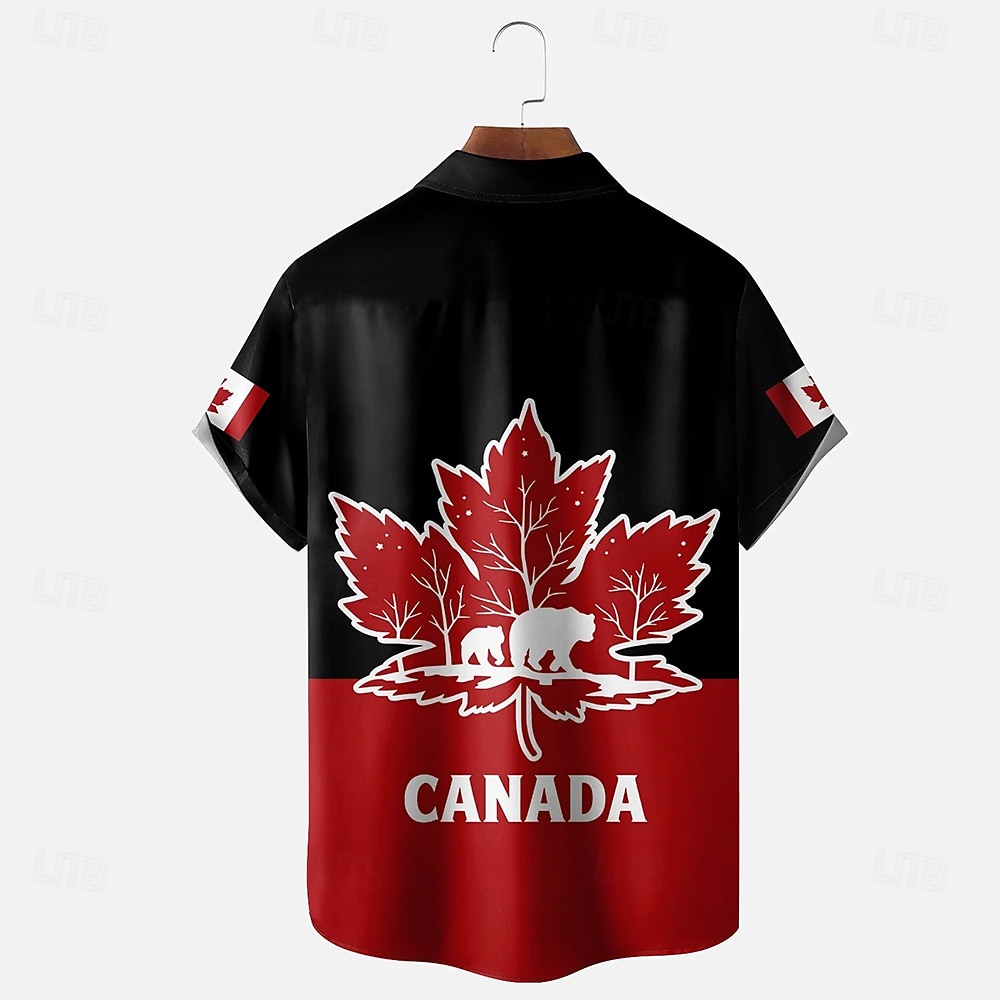 Canada Day Men's Maple Leaf Fireworks National Flag Shirt Summer Shirt Button Up Shirt Short Sleeve Patriotic Outdoor Holiday Summer Spring Turndown 3D Print Collared Shirts Front One Pocket Red 1 Red 2026 - $25.99 –P2