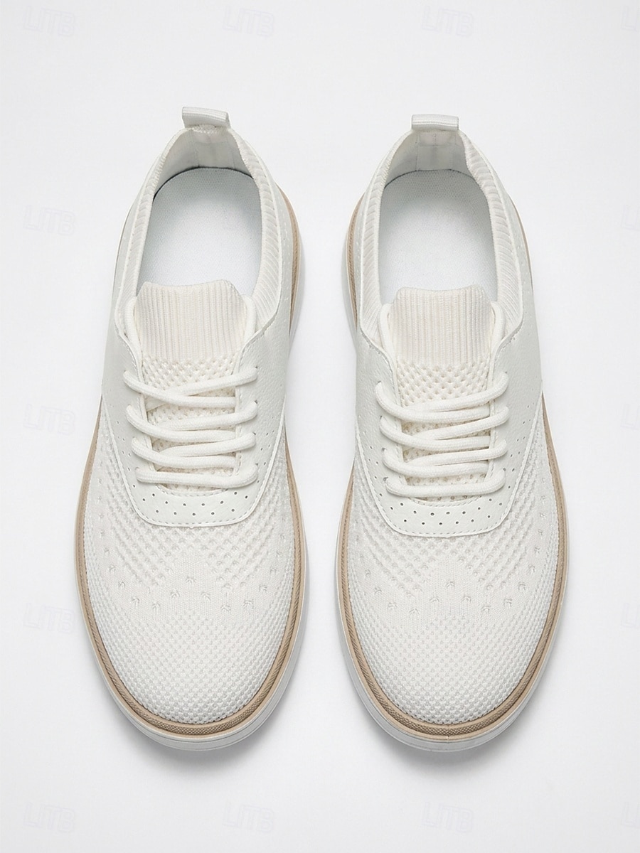 hvite herresneakers - lette, komfortable tursko med snøring - rene sko til ferieturer, spaserturer langs sjøen og smarte, avslappede antrekk 2026 - $32.99 –P6