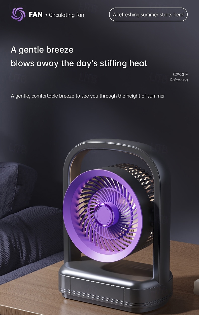 Bureauventilator met licht en aromadiffuser, tafelventilator met 5 snelheden en oscillatiefunctie voor kantoor en slaapkamer, stille persoonlijke usb-ventilator met led-nachtlampje &Essentiële 2026 - $55.99 –P1