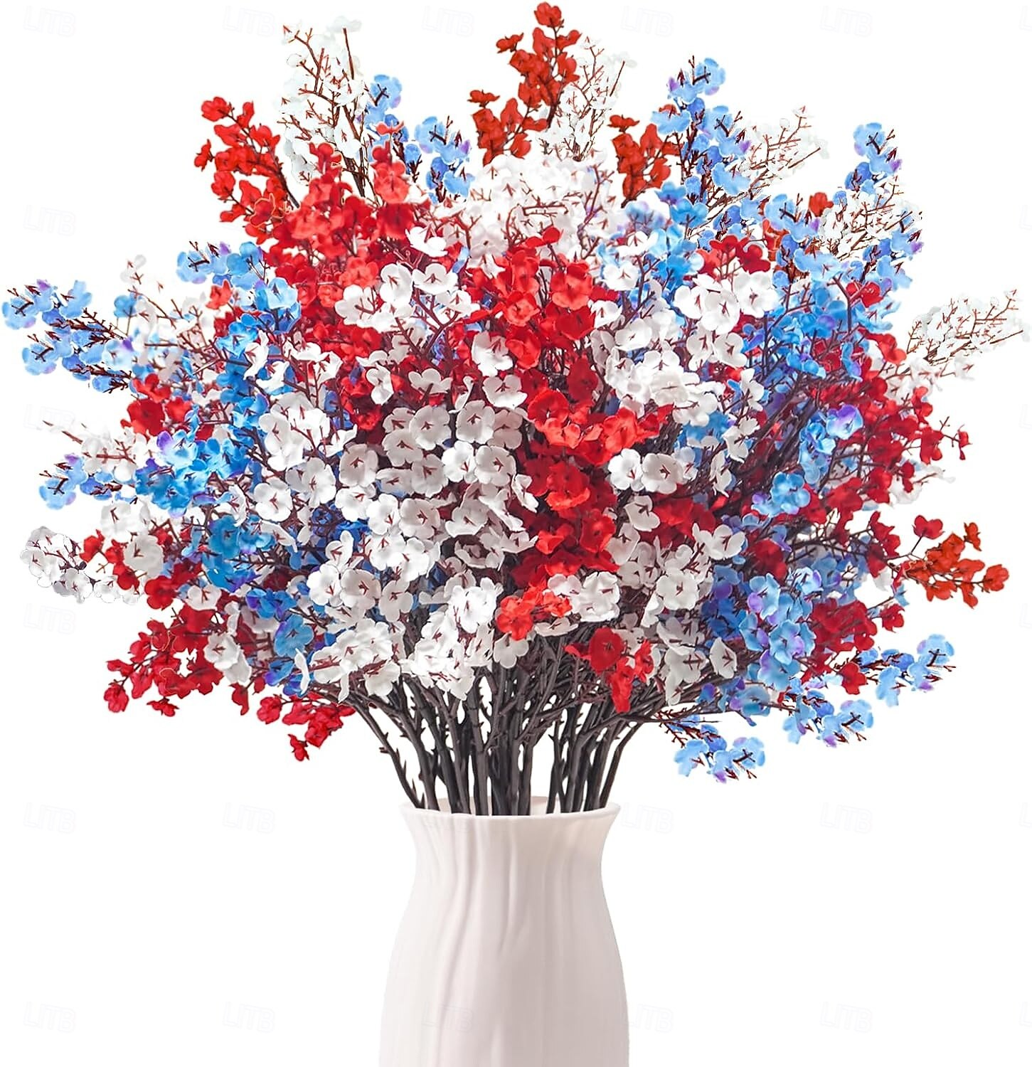 12Pcs 4th of July Artificial Flowers Fake Patriotic Babys Breath ...