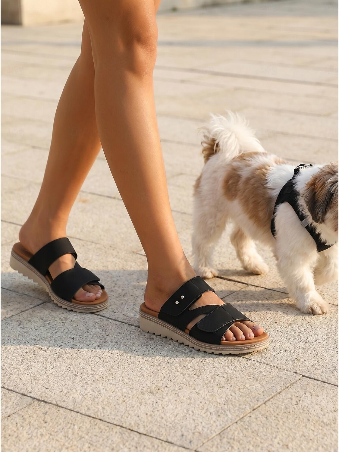 Sandalias negras cómodas para mujer con soporte para el arco del pie - correa ajustable en ancho. Sandalias cómodas para todo el día con suela antideslizante para caminar y viajar. &ropa informal 2026 - $34.99 –P4