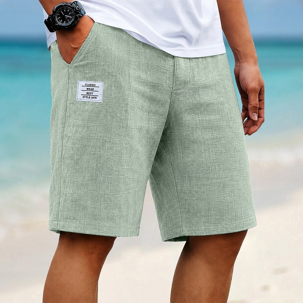 Miesten Shortsit Liinavaatteet Kesähousut Rantahousut Kurenauha Tasku Joustava vyötärö Solid Color Kevyt Hengittävä Polven pituus Päivittäin ulko- Pyhäpäivä Loma Muoti Khaki Valkoinen Joustamaton 2026 - $25.99 –P5