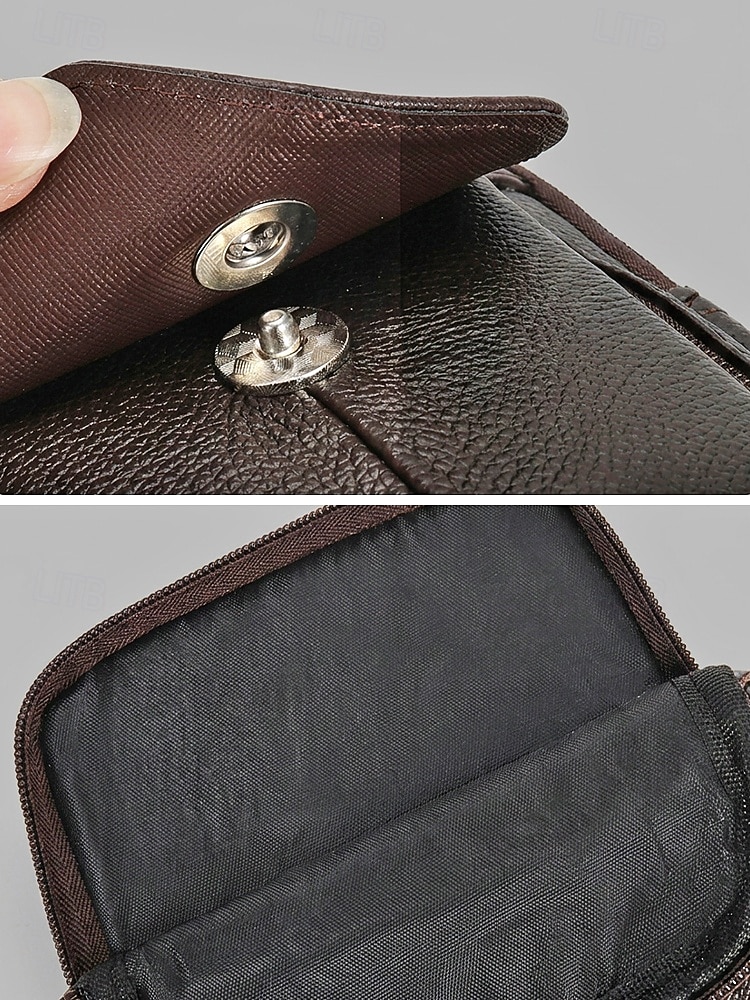 geantă crossbody bărbătească din piele naturală - borsetă cu 3 compartimente &geantă de umăr cu compartimente multiple, capacitate mare &curea reglabilă pentru călătorii și naveta &casual de zi cu zi, 2026 - $19.99 –P10