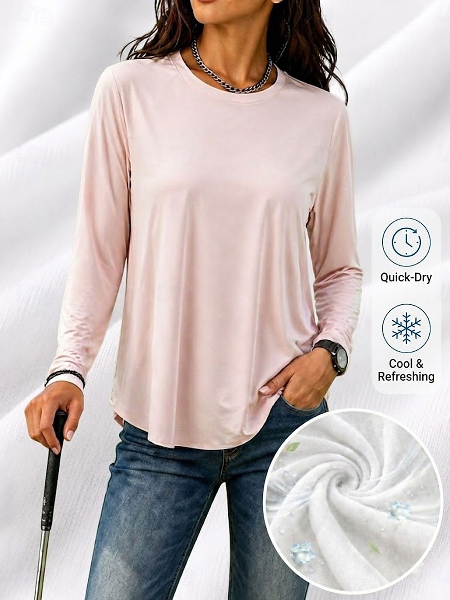 Femmes Evacuation de l'humidité Séchage rapide T-shirt Sensation de fraîcheur Élégant Classique manche longue Col ras du cou Hauts Réguliers Occasionnel Quotidien Salle de sport Noir Blanche Rose de 2026 ? $21.99 –P4