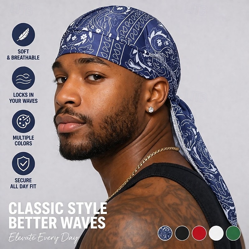 Paisley avkjølende hodeskjerflue hurtigtørkende, elastisk sykkelsportslue utendørs piratbandana for menn og kvinner, fitness, løping, treningsstudio, helårs hodeplagglue 2026 - $9.99 –P3