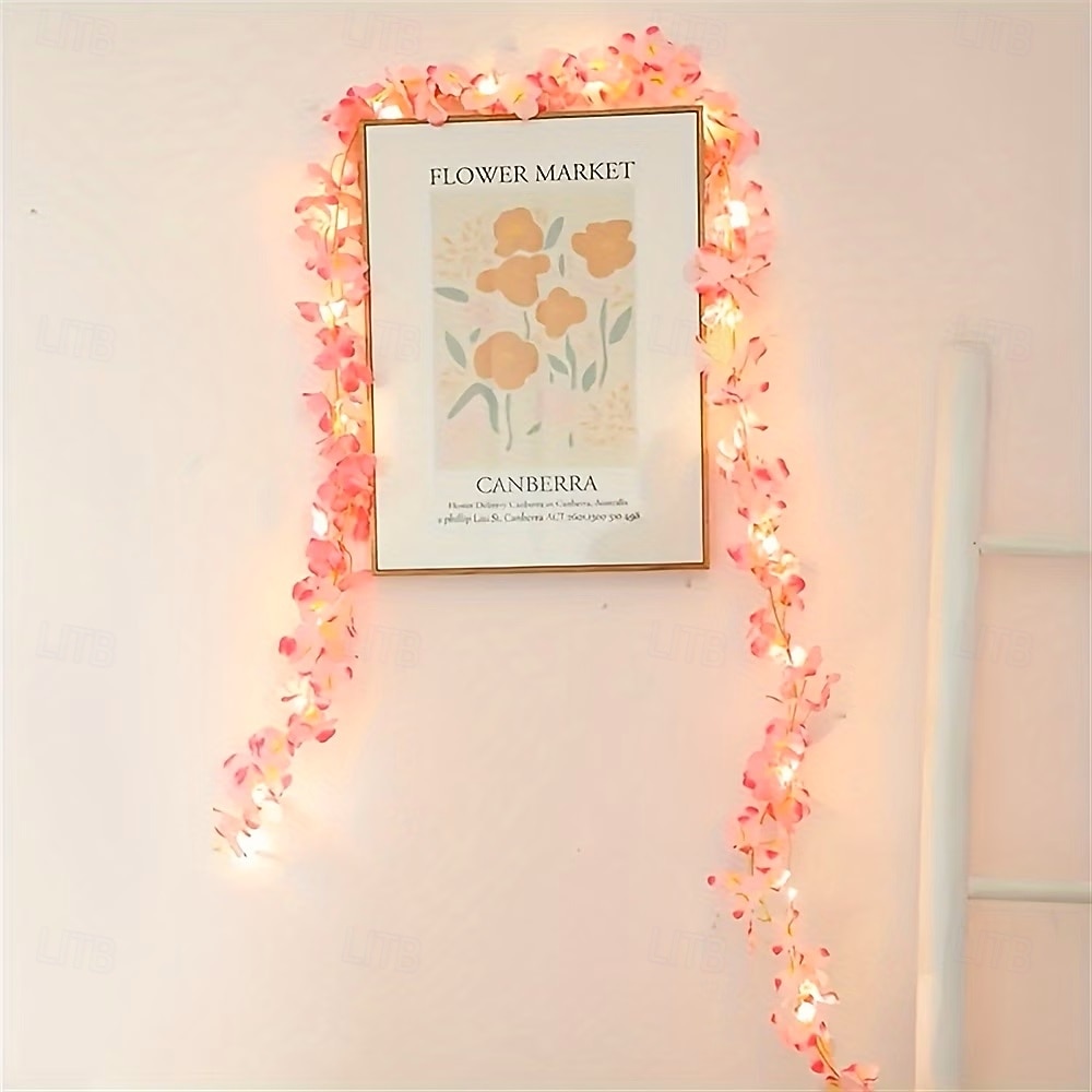 Luci a LED a filo di rame con simulazione di fiori di ciliegio rosa, alimentate a energia solare, lunghezza 2 m/5 m, ideali per matrimoni, feste di Natale, decorazioni per la casa, balconi, giardini, del 2026 a $16.49 –P9