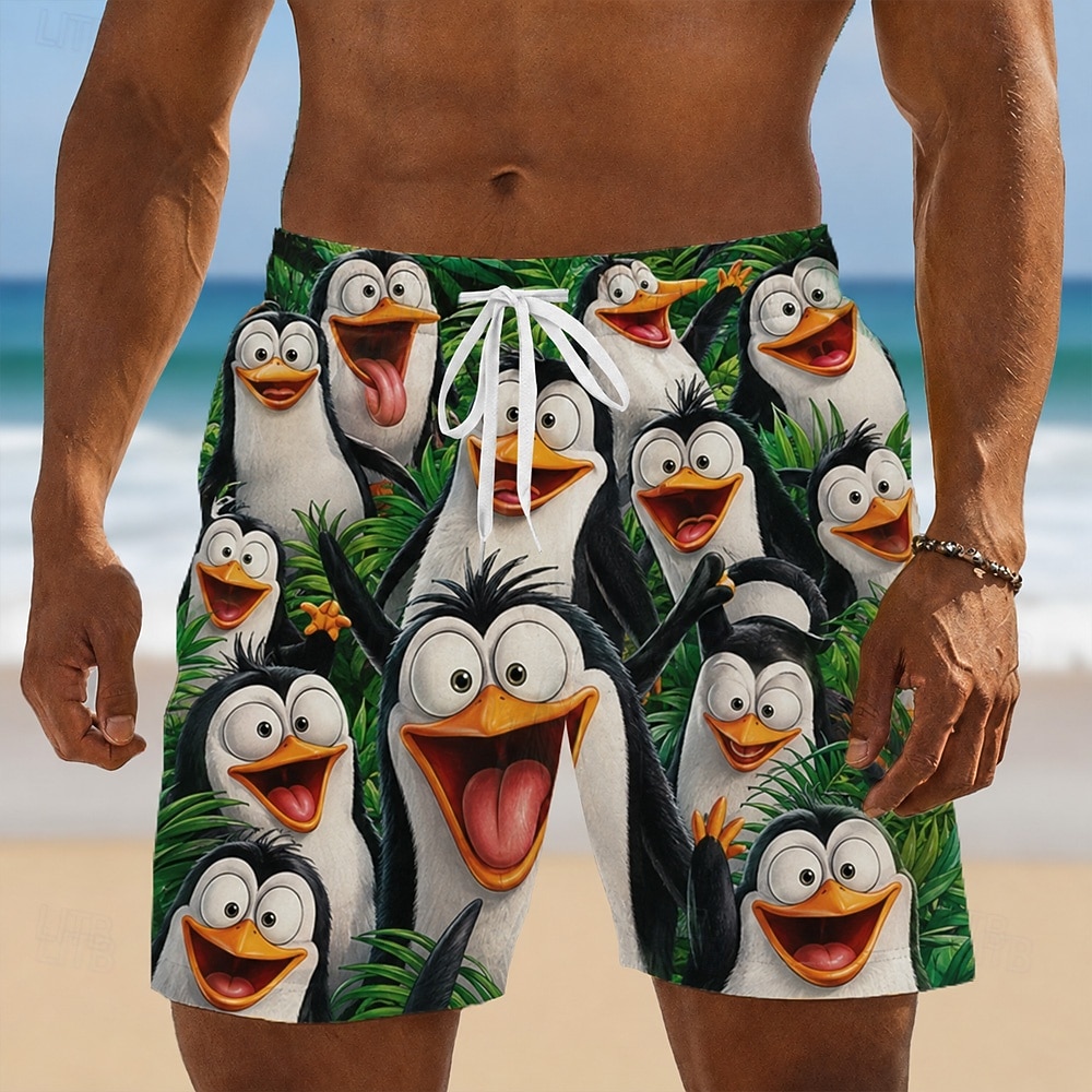 Homens Flamingo Pássaro animais de desenho animado Calção Justo de Natação Fatos de banho Calções de banho Bermuda de Surf Cintura Média Havaiana Engraçado férias na praia Bolsos laterais Forro de de 2026 por $20.99 –P4