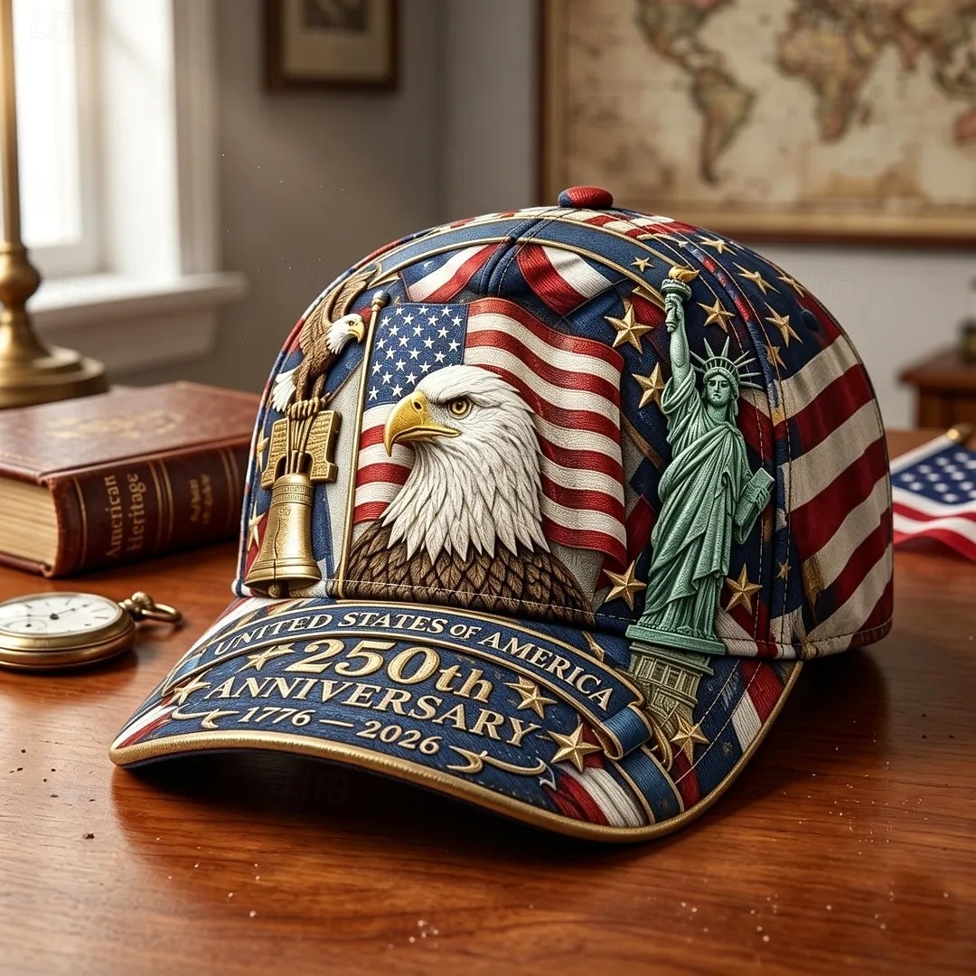Casquette de baseball patriotique à l'aigle, commémorant le 250e anniversaire des États-Unis (1776-2026), casquette ajustable pour la fête de l'indépendance américaine avec drapeau américain &Statue de 2026 ? $21.99 –P1