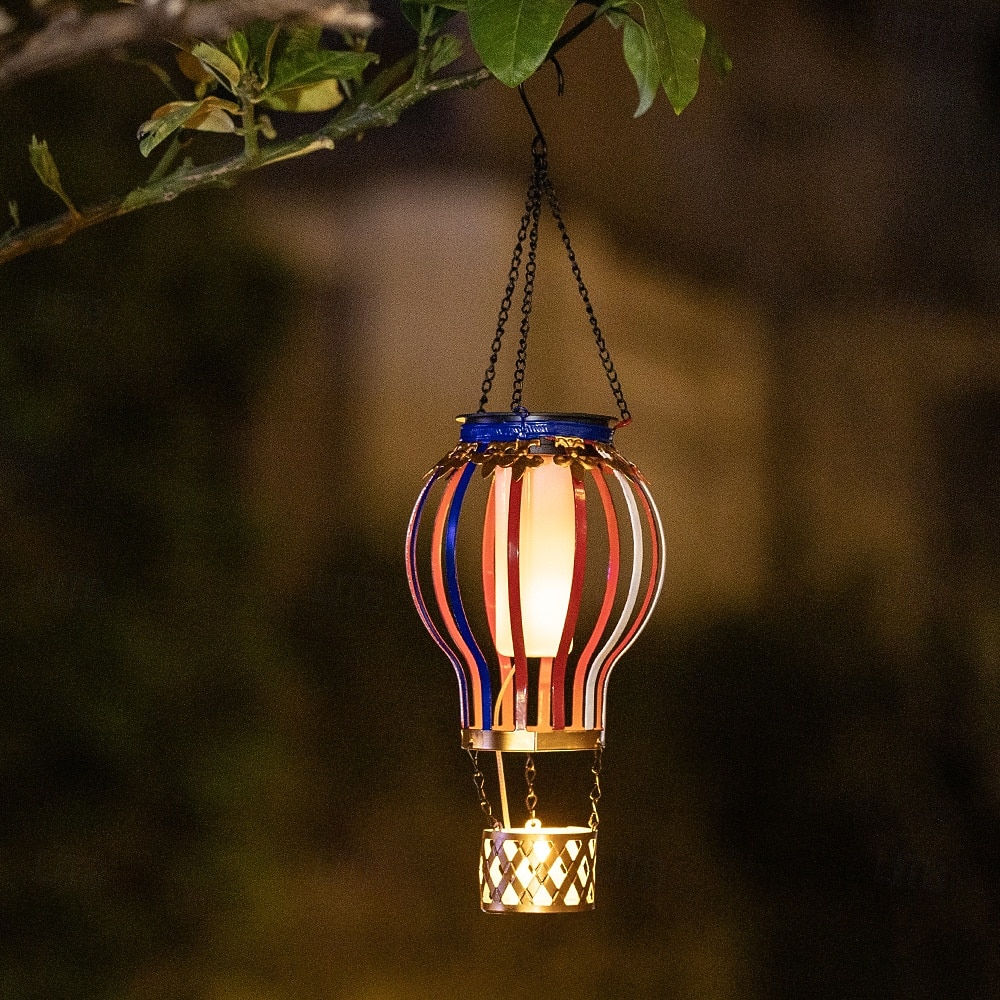 Outdoor Solar Hanging Lantern, Waterproof Metal Hot Air Balloon Decor with Flickering Flame LED, Patio Garden Porch Tree Balcony Fence Party Wedding Ambient Lighting 2026 - $23.99 –P4