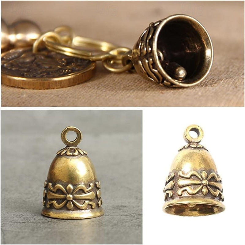 Verpakking van 4/8 vintage kleine belletjes, reliëf antieke bronzen knutselbelletjes voor zelfgemaakte windgong, sieradenbedeltjes, halsbanden voor huisdieren, rustieke woondecoratie en 2026 - $11.99 –P1