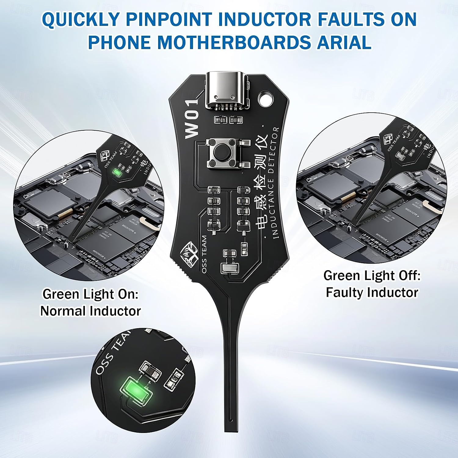 2 stuks draagbare mini-inductortester, type-C-voeding, zeer nauwkeurig testapparaat voor spoelen op moederborden, snelle diagnose- en reparatietool voor inductiefouten in elektronische componenten van 2026 - $16.99 –P3