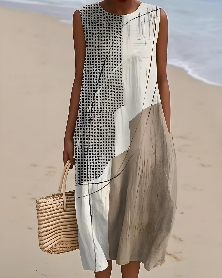 Mujer Vestido Midi Vestido de cambio Vestido de verano Vestido de una línea Vacaciones Casual Boho Playa Noche Holgado Graphic Geométrico Abstracto Sin Mangas Cuello Barco Amarillo Rosa Gris Verano 2026 - $39.99 –P3