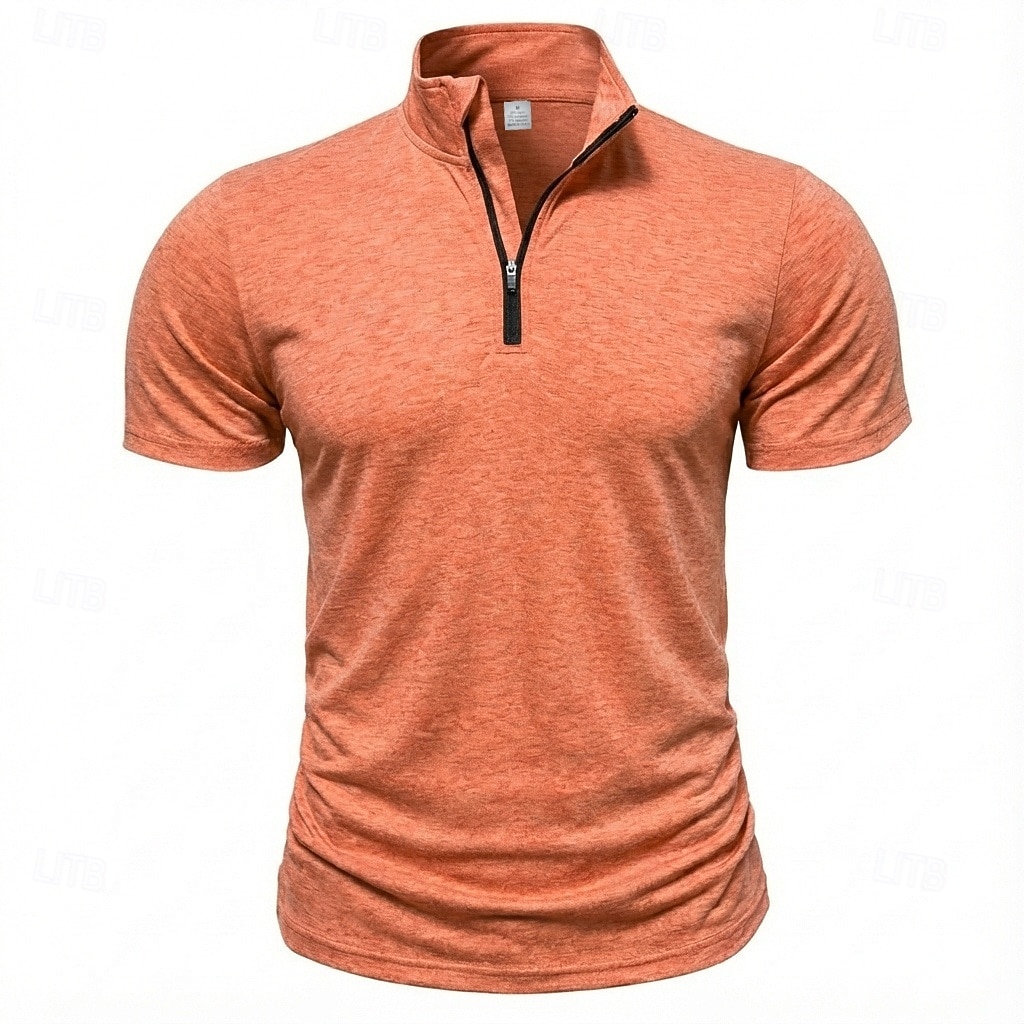 Men's Polo Shirts Zip Polo Casual Daily Quarter Zip Short Sleeve Fashion Basic Plain Lightweight Quarter Zip Summer Spring Blue White Pink Dark Green Purple Orange Polo Shirts 2026 - $21.99 –P2