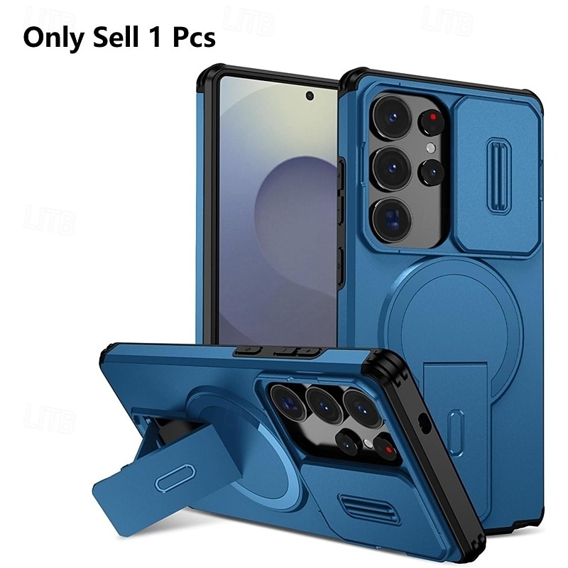 Phone Case For Samsung Galaxy S26 S25 Edge S24 FE S23 Ultra Plus A37 A57 A56 A36 A26 A16 Back Cover With Magsafe with Stand Holder Support Wireless Charging Shockproof Armor ABS+PC 2026 - $13.99 –P1