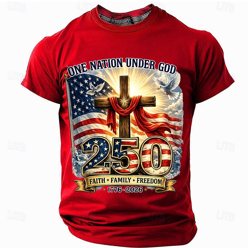 Men's 250th Anniversary Patriotic American Flag 1776 2026 Graphic T Shirt Short Sleeve Crew Neck Summer Street Top 2026 - $18.99 –P2