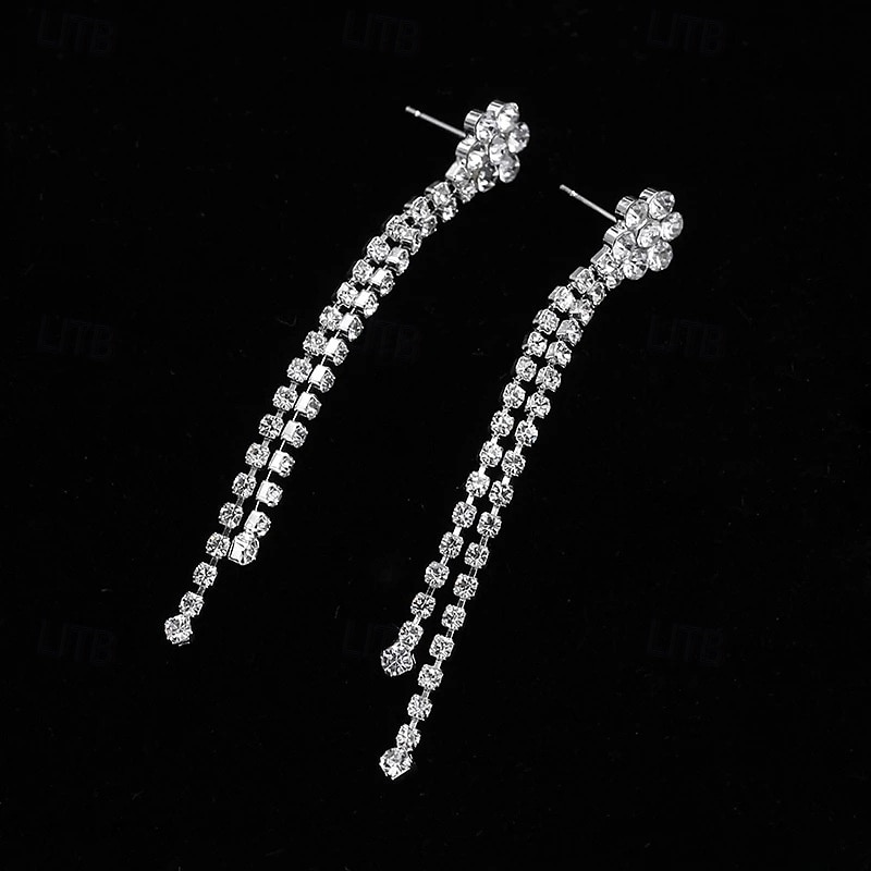 Schmuckset 2 Strass Chrom Ohrringe Halskette Damen Europäisch Schmuck-Set Für Hochzeit 2026 - $17.49 –P3