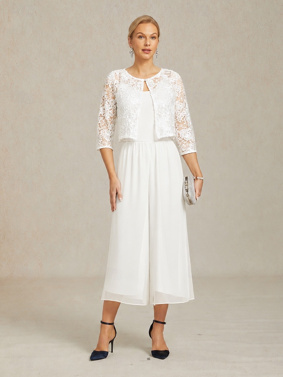 Women's Jacket Wedding Lace Floral Casual / Daily Elegant Outerwear 3/4 Length Sleeve Summer White S 2026 - $61.99 –P4