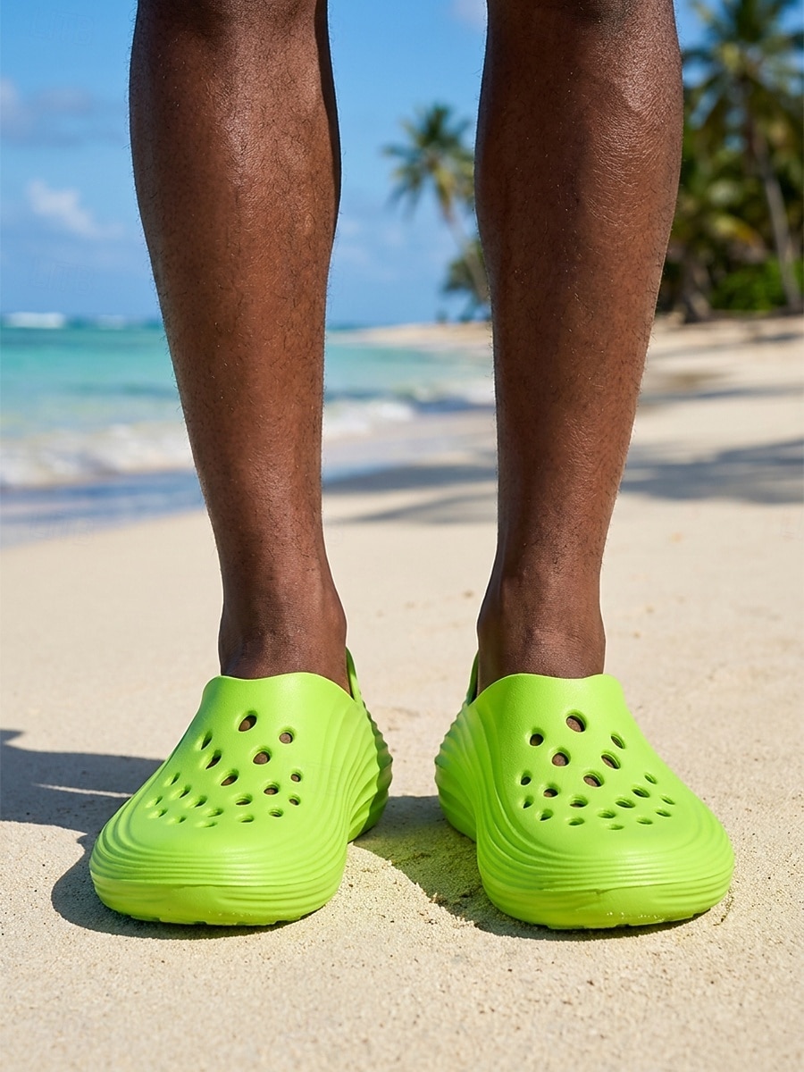 Men's Green Beach Clogs - Lightweight Breathable Slip-On Comfort Sandals - Casual Summer Shoes for Beach Vacation, Seaside Relaxing, Holiday Travel and Daily Leisure 2026 - $26.99 –P3