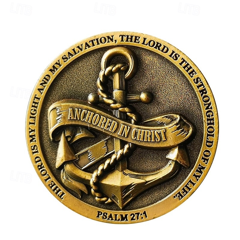 Pièce commémorative ancrée dans le Christ – pièce de défi de la foi chrétienne, psaume 27:1 &Deutéronome 31:8, objet religieux de collection, cadeau inspirant de 2026 ? $19.99 –P2