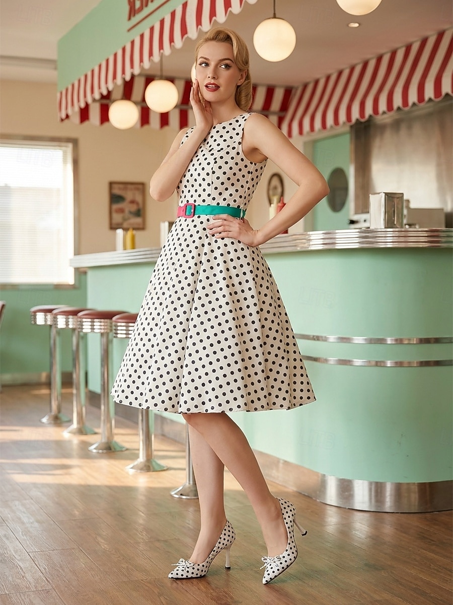 Damskie szpilki w kropki w stylu retro z lat 50. – szpilki w szpic w stylu Audrey Hepburn z kokardką na imprezy rockabilly i swingowe tańce &elegancka suknia wieczorowa 2026 - $54.99 –P1