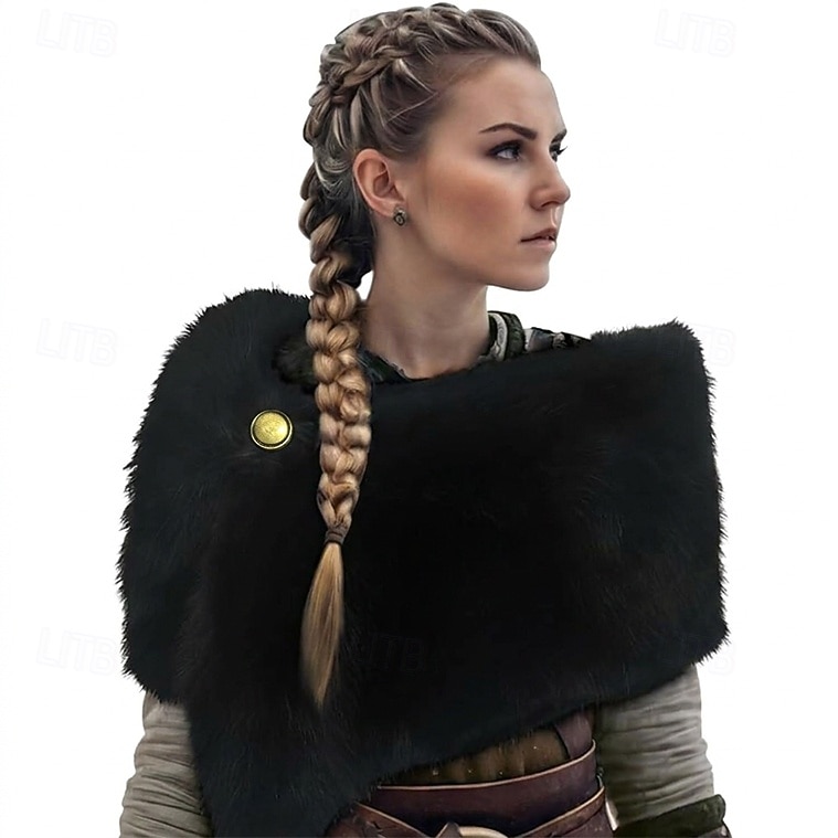 Retro Antiguo Medieval Renacimiento Capa Chales Disfraz de piel sintética Guerrero Vikingo Disfraz Mujer Vikingo Víspera de Todos los Santos Carnaval Rendimiento Fiesta LARP Adultos Chal 2026 - $32.99 –P6