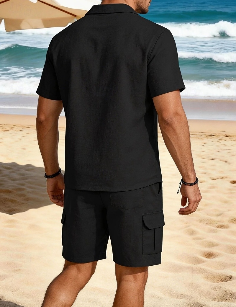 Per uomo Due pezzi Set Camicia Set estivo E Shorts Impostare Semplice Casuale Quotidiano Spiaggia Collo ripiegato Manica Corta Estate Primavera Moda Casual Confortevole Abbigliamento del 2026 a $35.99 –P15