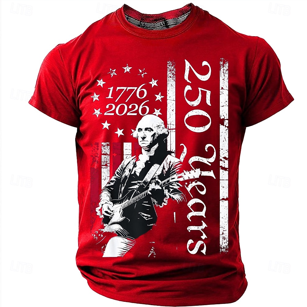 4 juillet 2026, 250e anniversaire Homme Couleur Unie Drapeau Américain T-shirt Manche Courte T-shirt Impression 3D Col ras du cou Chemise Vintage Rétro Patriotique Quotidien Festival Bleu Noir Rouge de 2026 ? $18.99 –P8