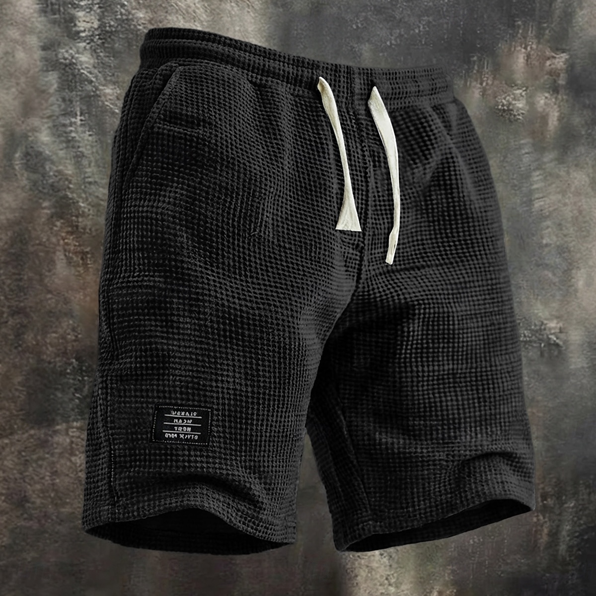Men's Waffle Shorts Summer Shorts Beach Shorts Casual Shorts Drawstring Elastic Waist Solid Color Comfort Knee Length Daily Outdoor Streetwear Vacation Fashion Black White Micro-elastic 2026 - $22.99 –P8