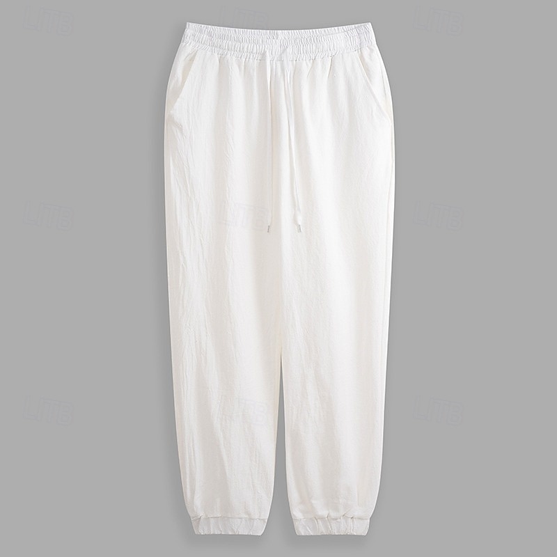 Herren Leinenhosen Hose Sommerhose Baggy-Hosen Kordelzug Elastischer Bund Einfarbig Einfach Komfort Atmungsaktiv Volle Länge Täglich Outdoor Ferien Urlaub Mode Khaki Cachi scuro Unelastisch 2026 - $26.99 –P8