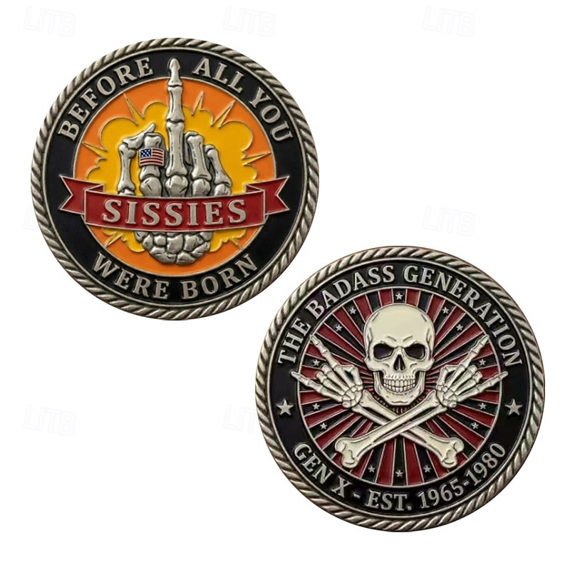 Generation X Challenge Coin: de stoere verzamelmunt uit 1965-1980 met humor, voor mannen van vóórdat al die mietjes geboren waren. Een uniek retro cadeau. 2026 - $19.99 –P1