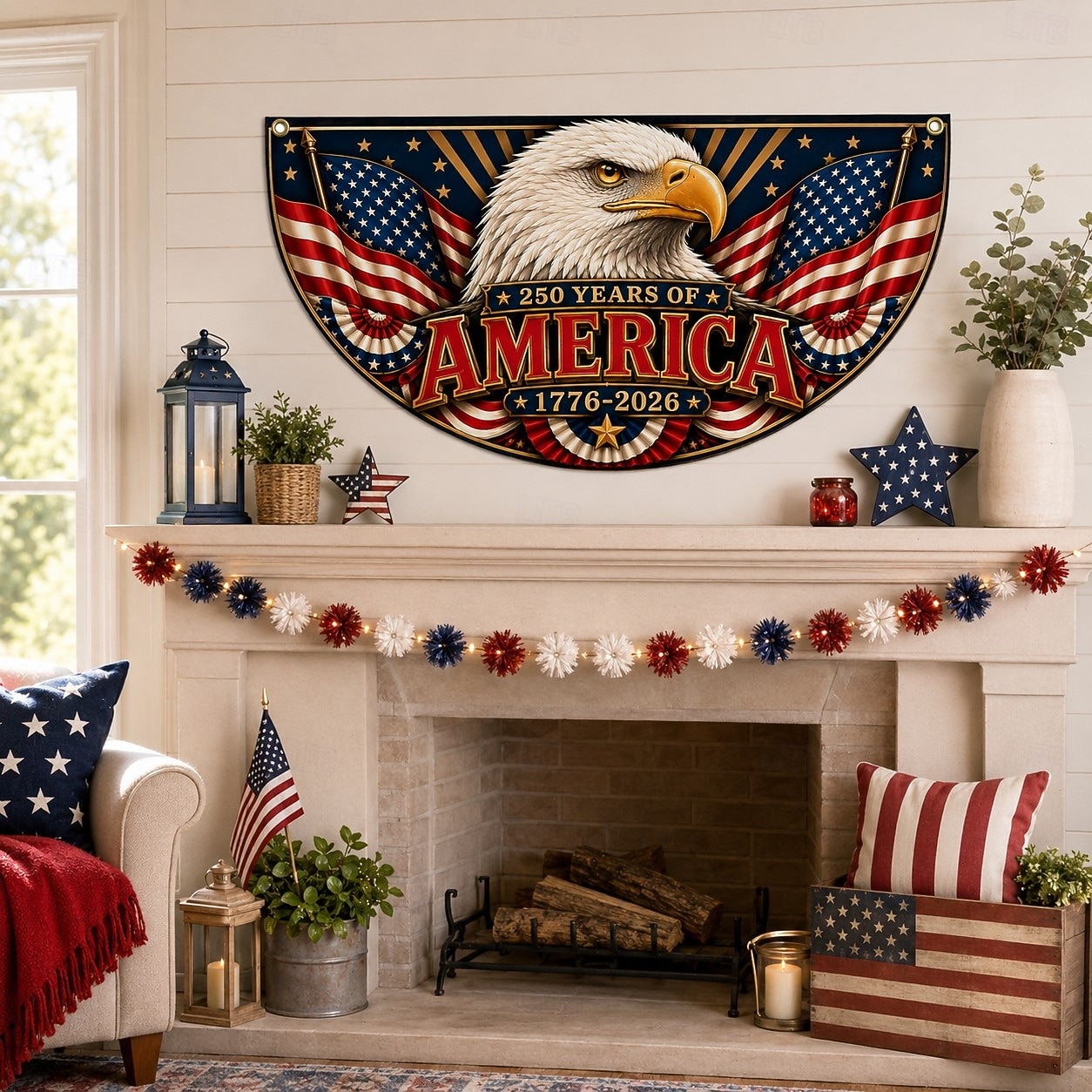 Guirlande commémorative du 250e anniversaire des États-Unis (1776-2026), fanion demi-rond en forme d'éventail, guirlande patriotique américaine pour décorer une maison, un porche, un jardin ou célébrer la fête nationale américaine. de 2026 ? $24.99 –P6
