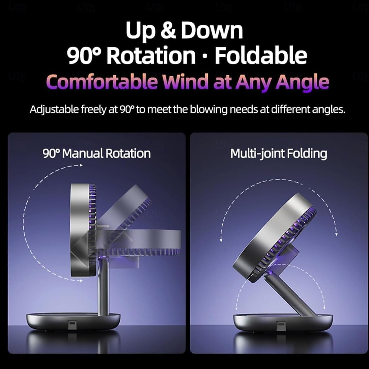 2026 Upgrade Foldable LED Color Changing USB Rechargeable Quiet Mini Desktop Fan, 5-Speed Adjustable, Long Battery Life, Portable for Bedroom, Office, Dorm, Outdoor, Travel, Camping 2026 - $32.99 –P6