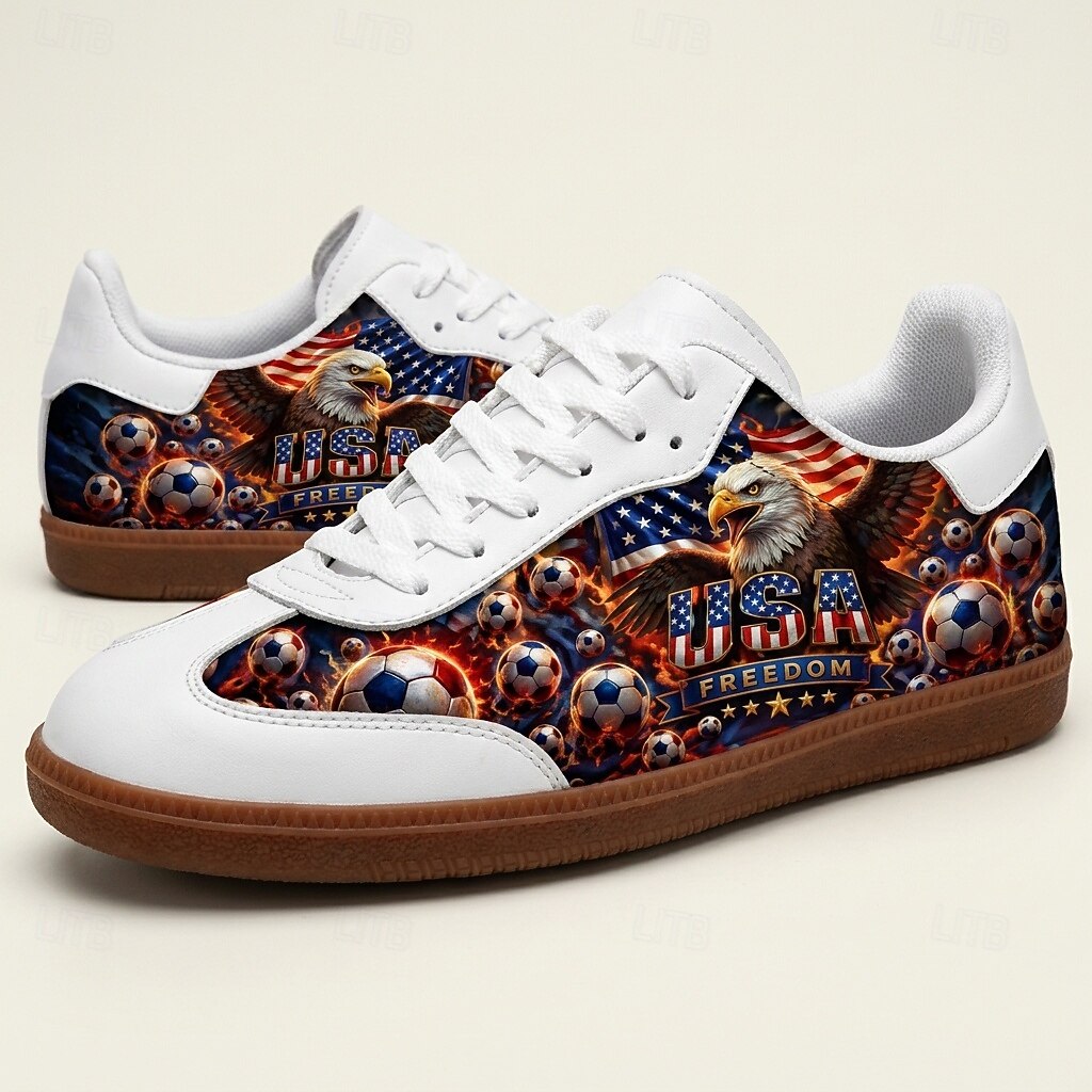 Men's USA Eagle Soccer Print Casual Sneakers Lace-Up Lightweight Comfort Walking Shoes Patriotic Football Fan Footwear for  Match Day, Sports Events, Travel and Everyday Streetwear 2026 - $54.99 –P5