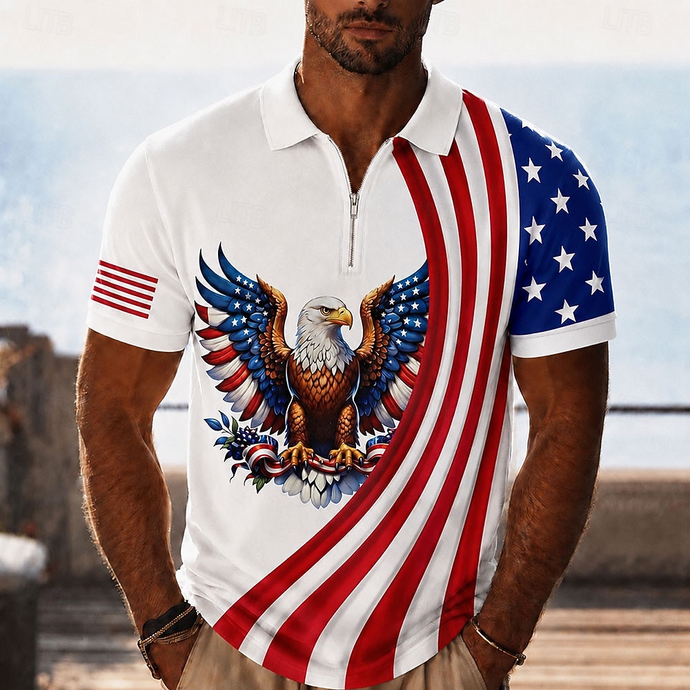 Heren 250ste Jubileum Patriottisch Amerikaanse Vlag 1776 2026 Kwartrits Polo Shirt Korte Mouwen Kraag Golf Casual Zomer Top 2026 - $22.99 –P2