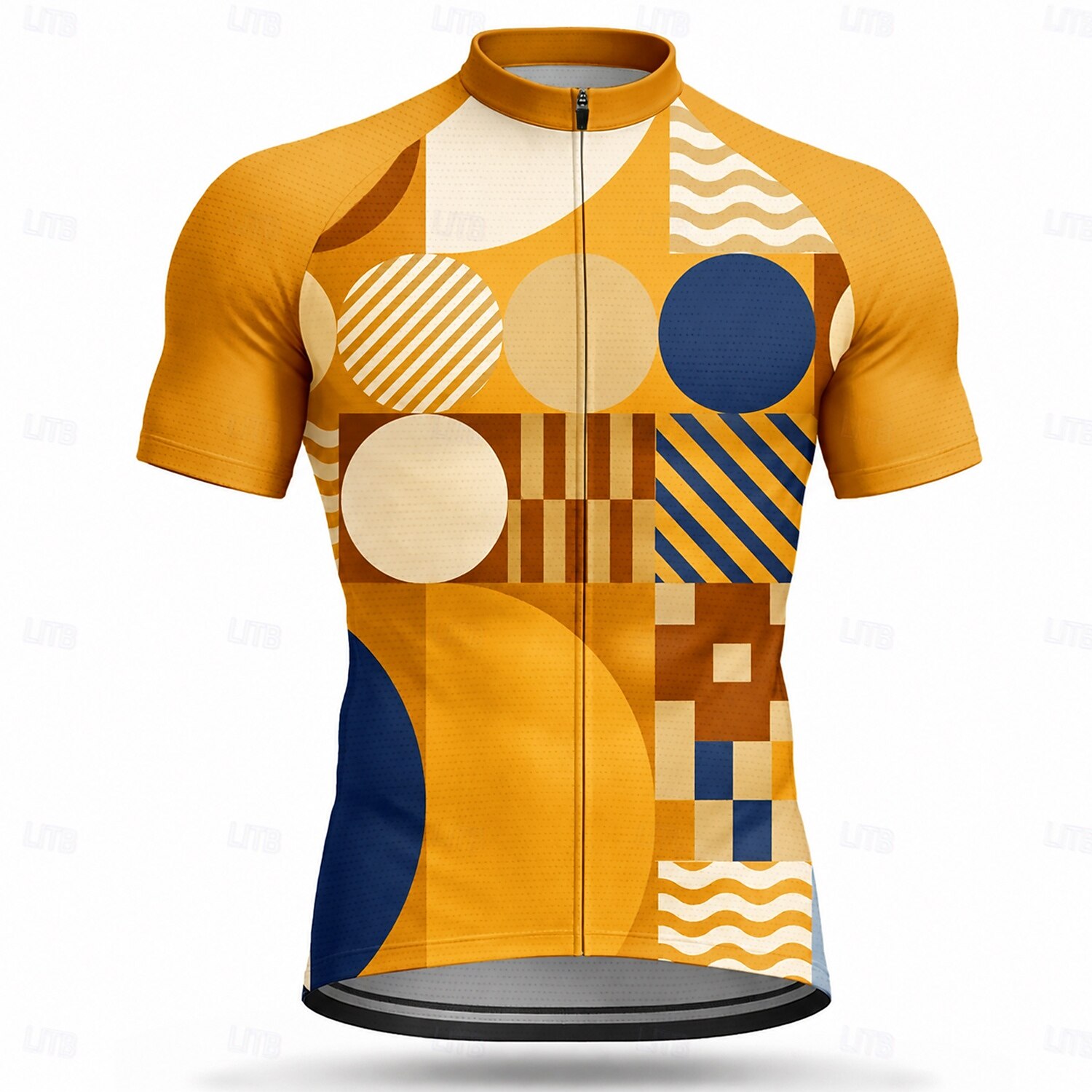 Men Cycling Jersey Geometric Short Sleeve Bike Jersey Activewear Top with 3 Rear Pockets UV Resistant Quick Dry With Pockets Front Zipper Sports Yellow Pink Dark Navy Clothing Apparel 2026 - $28.99 –P10