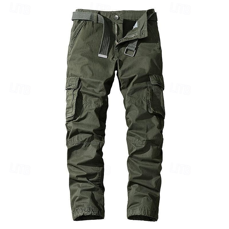 Pantaloni da uomo 100% cotone, cargo, da trekking, multitasche, gamba dritta, comodi, traspiranti, casual, per tutti i giorni, per attività all'aperto, streetwear, verde kaki del 2026 a $59.99 –P3