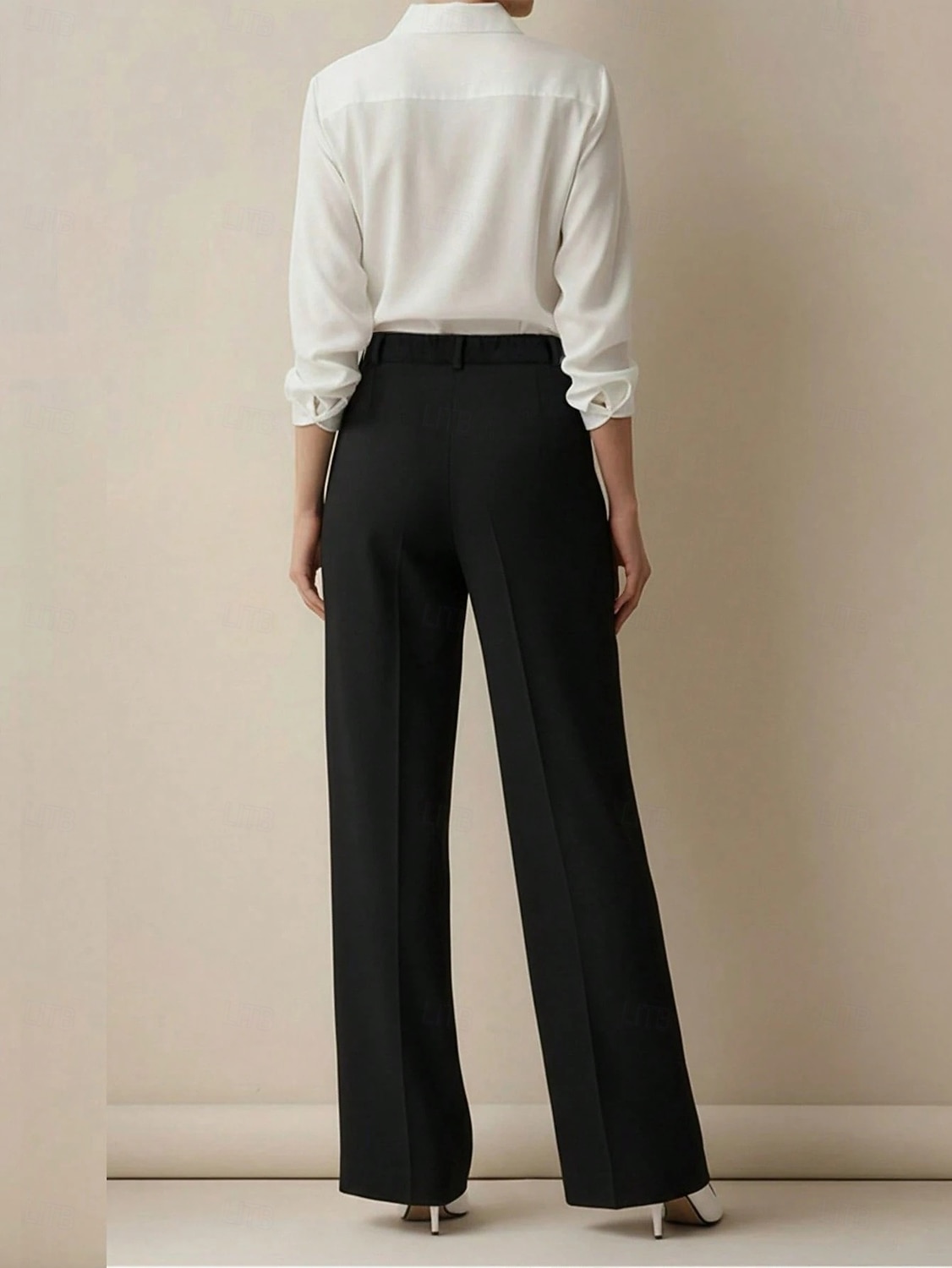 Women's Wide Leg Dress Pants Straight Fashion Basic Full Length High Waist Plain Pocket Elastic Waist Comfort Comfortable Inelastic Daily Office Vacation Black White Spring Fall Spring, Fall, Winter 2026 - $29.99 –P4