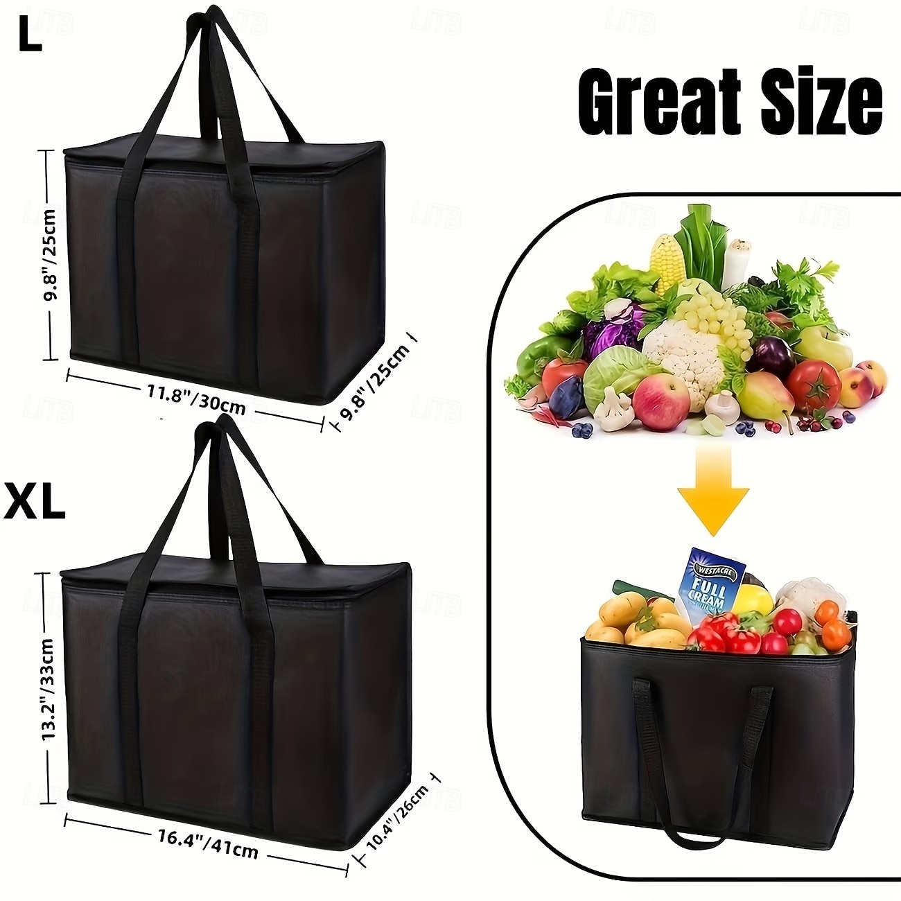 2 bolsas isotérmicas grandes y extragrandes, mantienen la comida caliente o fría durante varias horas: bolsa de compras, bolsa térmica suave, adecuada para catering/doordash, bolsa isotérmica para 2026 - $15.49 –P8