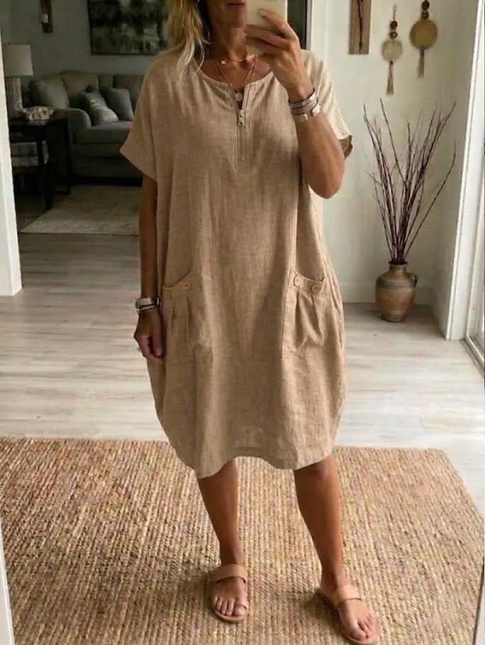 Damen Minikleid A Linie Kleid Sommerkleid Urlaub Lässig Boho Täglich Ferien Sommerkleid Lässiger Schnitt Einfach Halbarm Rundhalsausschnitt Blau Gelb Leicht Braun Orange Sommer Frühling 2026 - $26.99 –P4