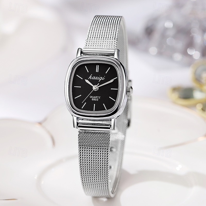 Women's Square Quartz Watch with Silver Mesh Strap, Minimalist Black Dial Ladies Fashion Watch, Elegant Vintage Small Face Wrist Watch for Women Girls, Birthday Gift for Her 2026 - $14.99 –P1