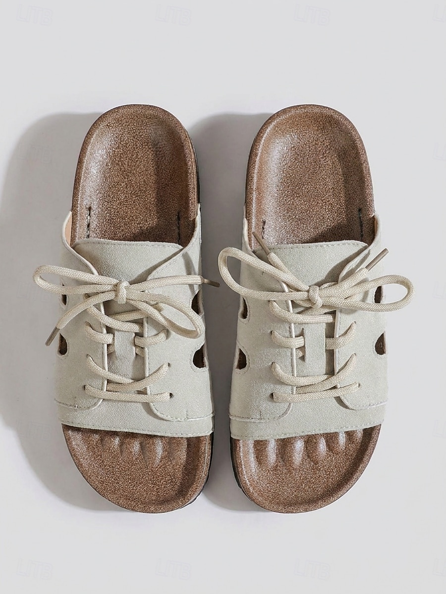Sandali da donna beige regolabili con lacci – ciabatte a punta aperta con pianta larga e plantare sagomato, scarpe estive casual per piedi piatti &piedi gonfi, comfort per tutto il giorno, viaggio del 2026 a $26.99 –P5
