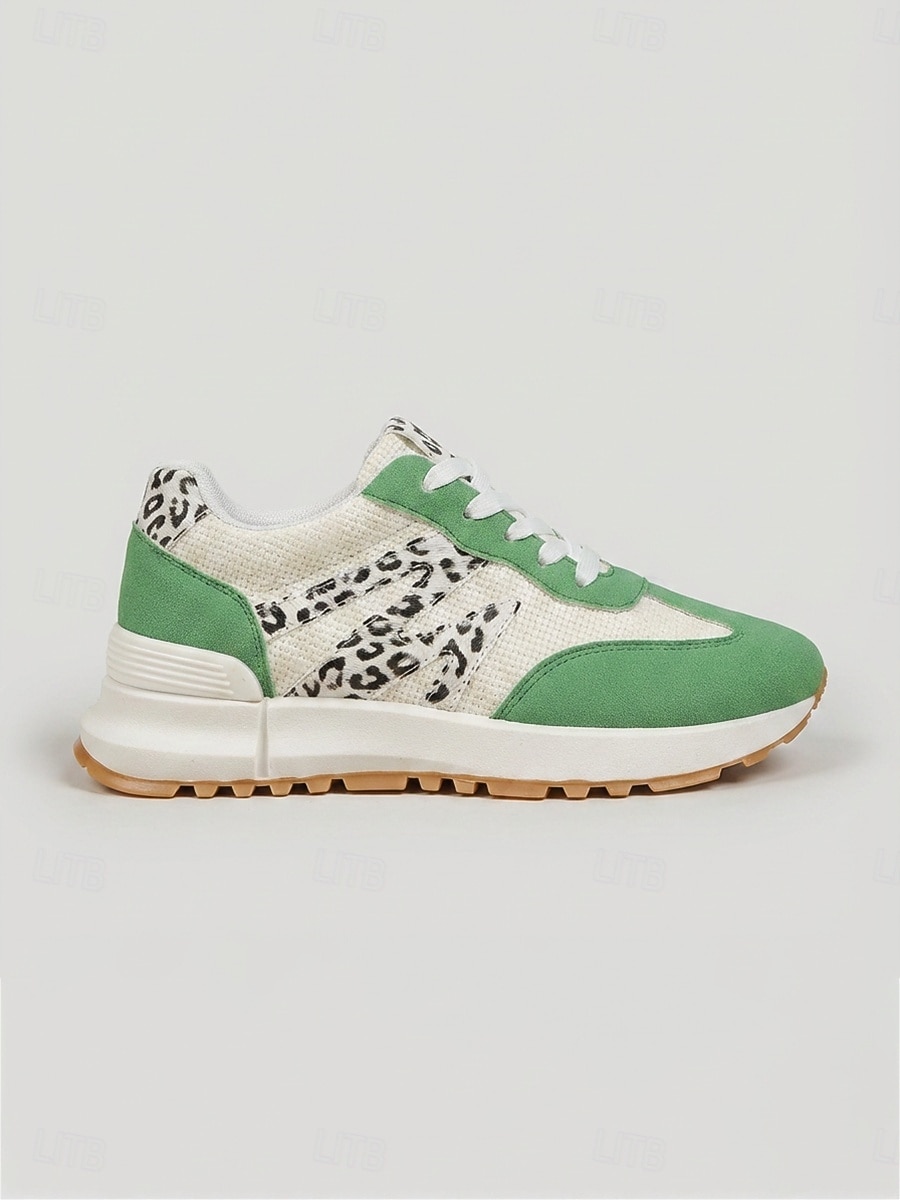 scarpe da ginnastica da donna verdi con stampa leopardata - scarpe basse con lacci, calzature casual comode per l'uso quotidiano, per camminare & viaggio del 2026 a $29.99 –P3