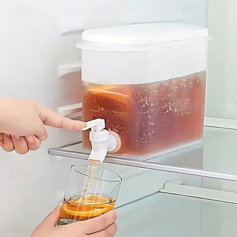 Large-Capacity Refrigerator Beverage Dispenser with Faucet, Non-Rechargeable PP Drink Jug for Lemonade, Juice & Tea, Ideal for Household Refrigerators, Modern White Cold Beverage Container 2026 - $9.99 –P6