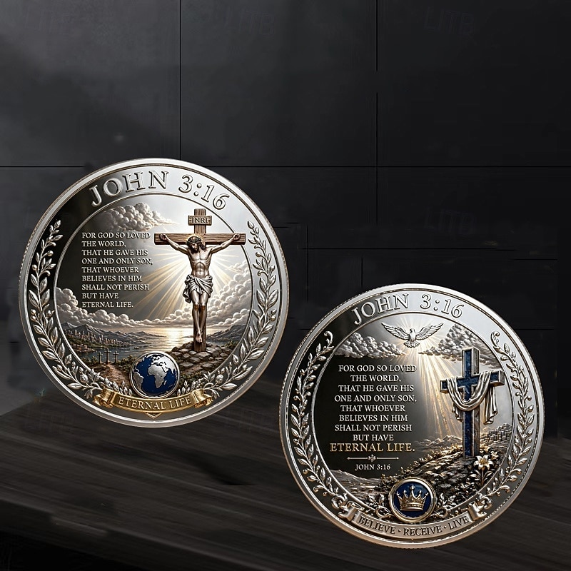 Biblical Faith Commemorative Coin, John 3:16 Christian Challenge Coin ...