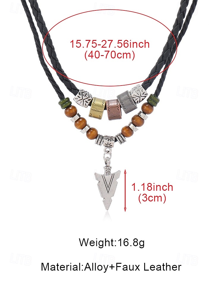 Men's Alloy Arrow Pendant Necklace with Beads and Braided Cord – Black and Brown Options, Durable Casual Jewelry for Beach Vacation, Daily Wear and Travel 2026 - $9.99 –P7