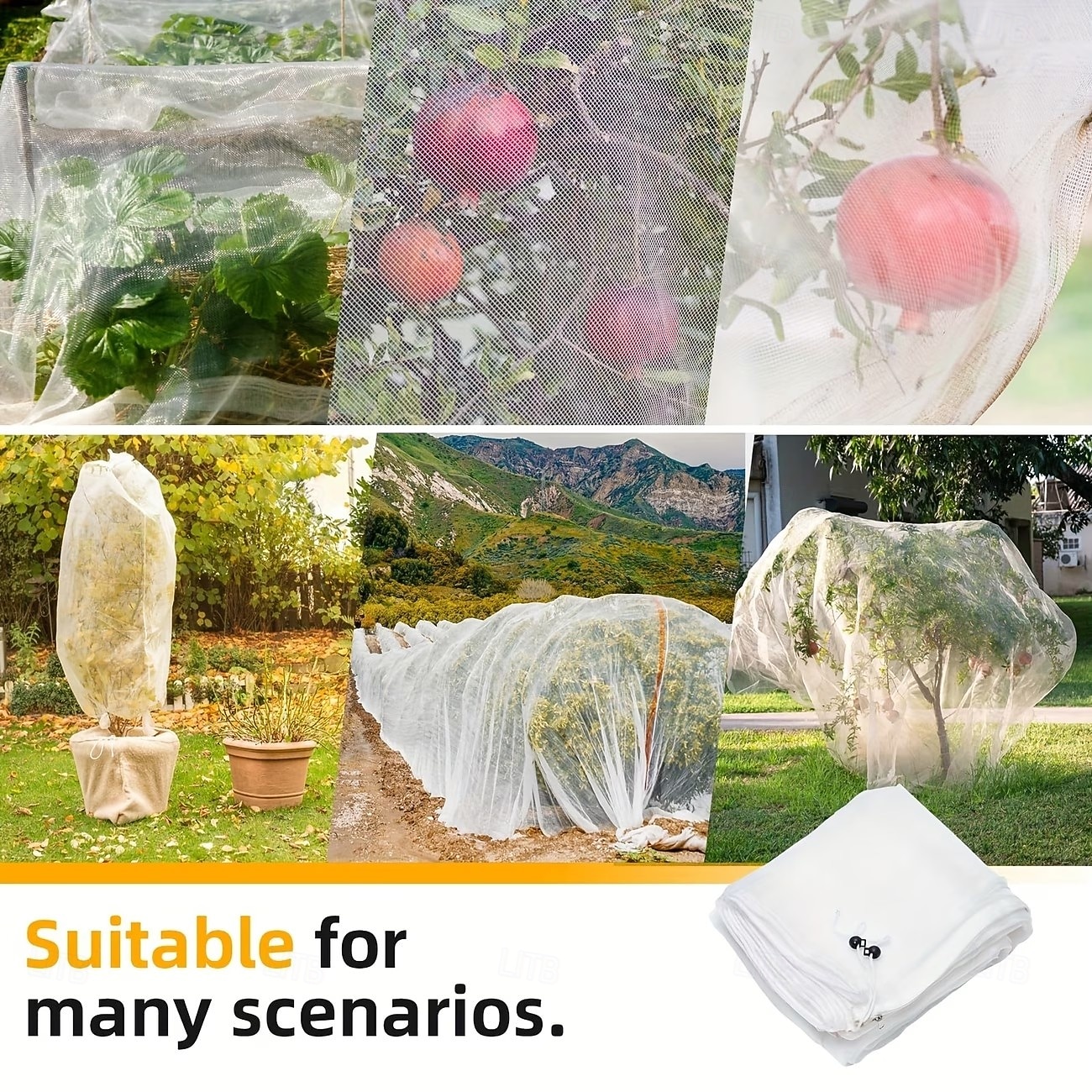 Fruit tree protective net bag, bird-proof net cover, protects apple trees and blueberry bushes from birds, pests, deer, and cicadas, featuring a zipper and drawstring design (optional sizes) 2026 - $12.49 –P5