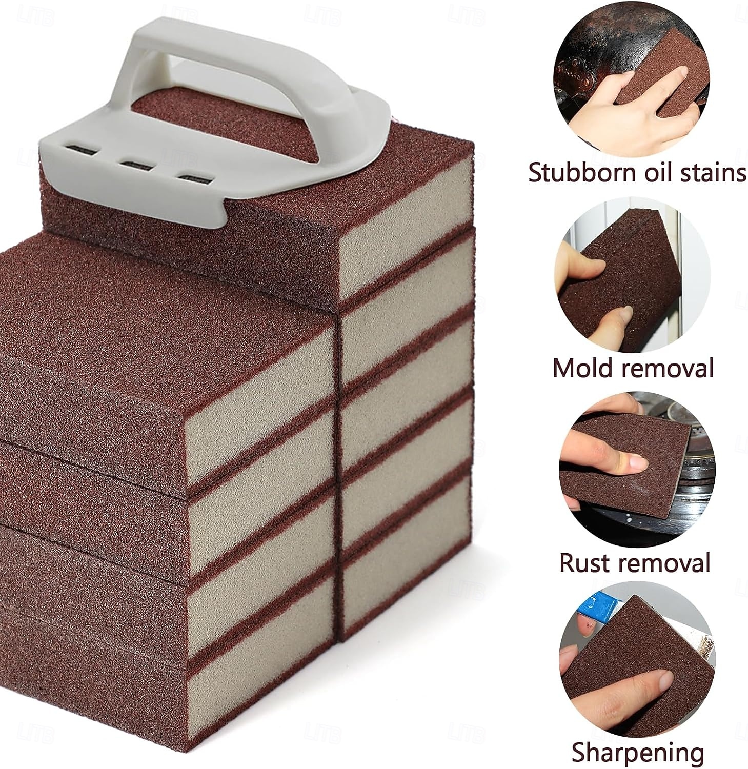 12pcs Magic Cleaning Carborundum Sponge with 2 Handles Rust Foam Cleaning Eraser for Pots, Pans, Sink, Grill, Household Cleaning Emery Sponges for Kitchen, Bathroom 2026 - $16.99 –P5