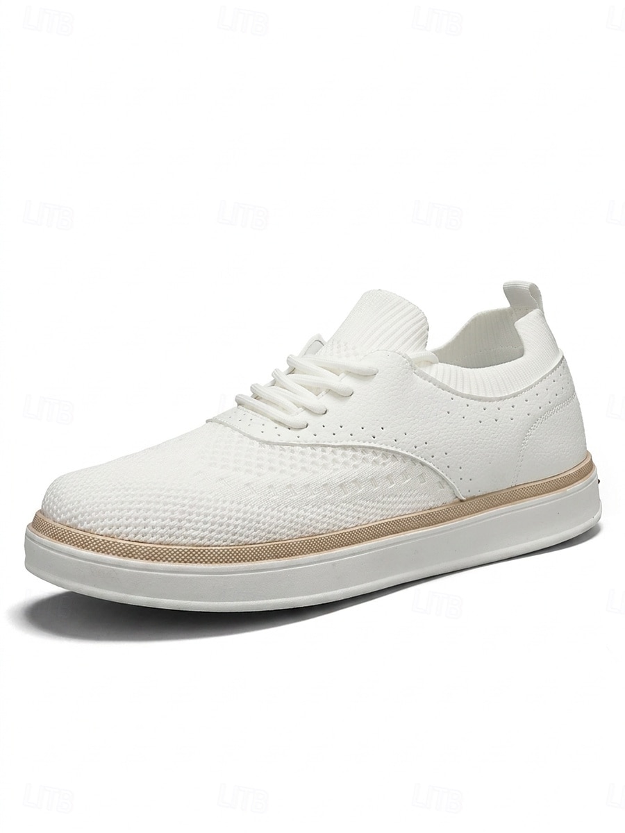 hvite herresneakers - lette, komfortable tursko med snøring - rene sko til ferieturer, spaserturer langs sjøen og smarte, avslappede antrekk 2026 - $32.99 –P7