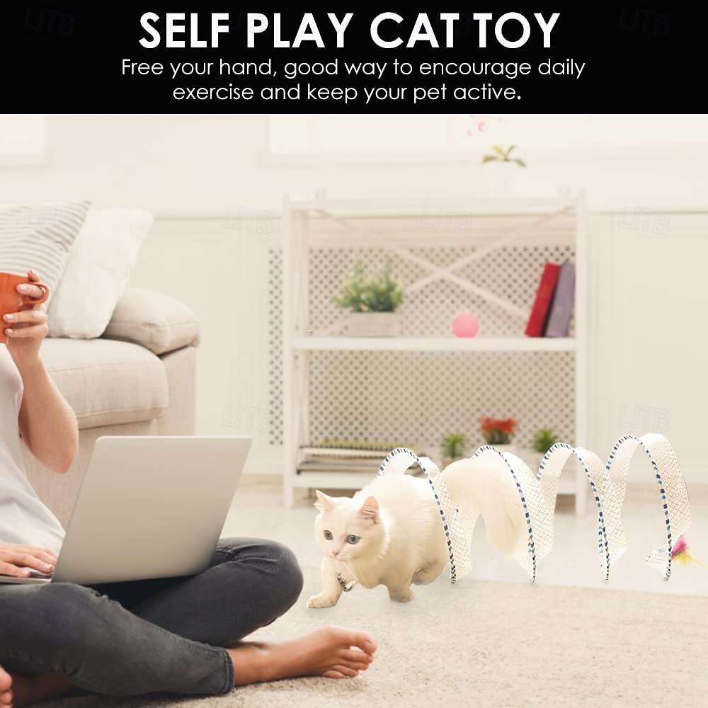 Tunnel a molla per gatti, tunnel a spirale pieghevole per il gioco autonomo con giocattoli a forma di topo e piume per gattini, conigli e cuccioli da interno. del 2026 a $19.99 –P2